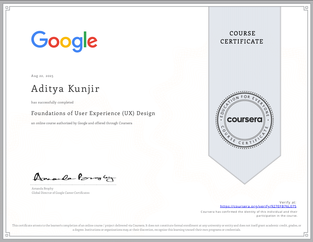 Google UX Design certificate